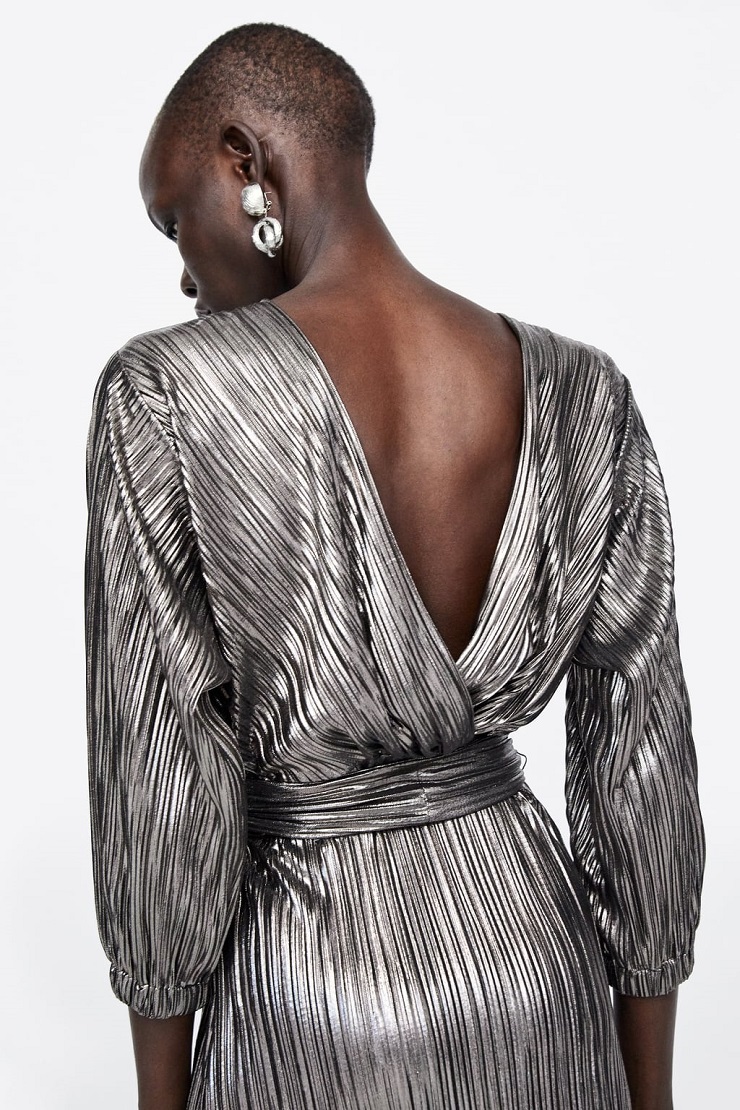 zara silver pleated dress New Zara $169 Pleated Dress Limited Edition
